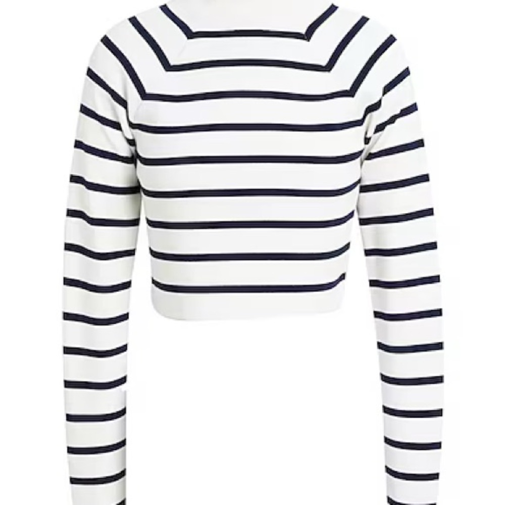 Ralph Lauren White and Blue Mock Collar Crop